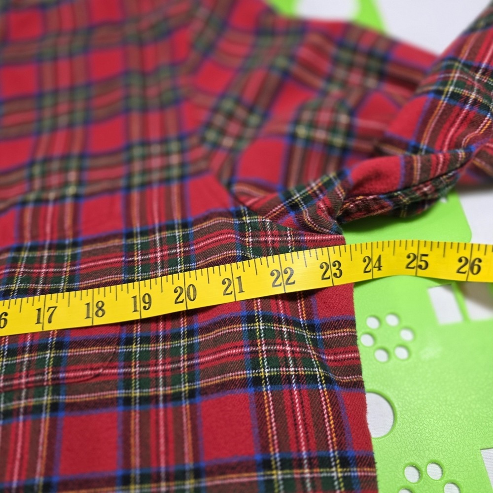 Lands' End Flannel Shirt Men's Large Red Plaid Traditional Fit Cotton Button - Picture 5 of 9